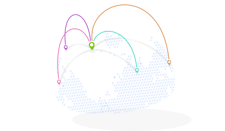 World map with connected logistics routes